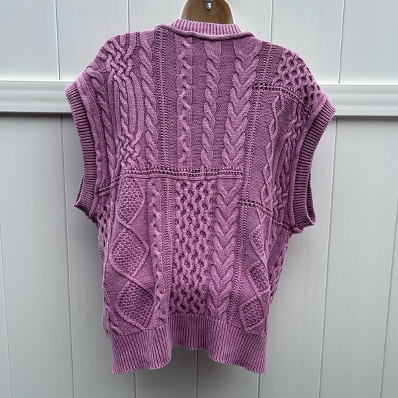 AndTheWhy Mauve Textured Oversized Cotton Sweater Vest | Size Small/Medium - Picture 6 of 11